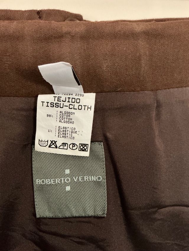 Falda Roberto Verino T36 Marrón Bordada