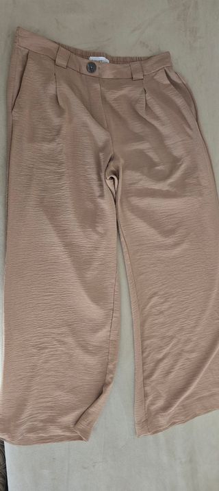 Pantalón ancho beige ligero talla 40