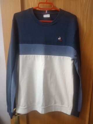 Sudadera Le Coq Sportif azul y blanca Talla M
