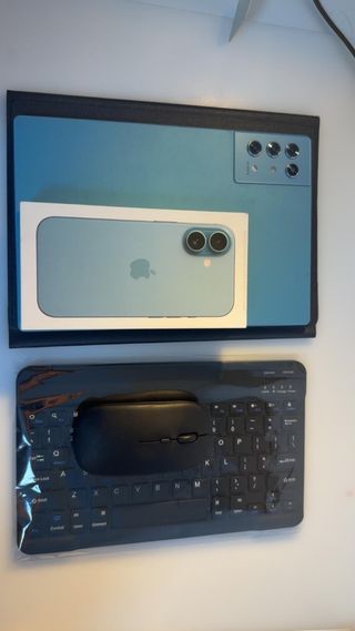 iPhone 16 azul + Tablet Android 13