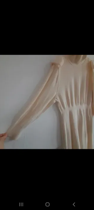 Vestido lana & Other Stories beige/ crema midi