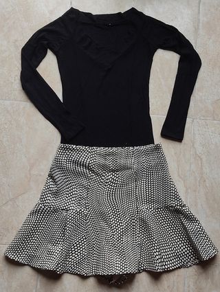 Conjunto camiseta manga larga y falda
