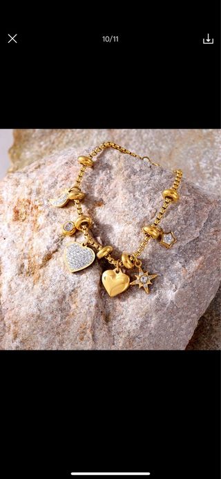 Collar Dorado Corazones y Estrellas