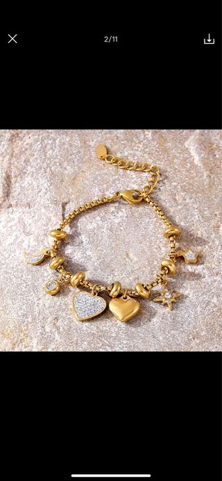 Collar Dorado Corazones y Estrellas