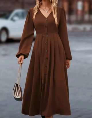 Vestido marrón manga larga