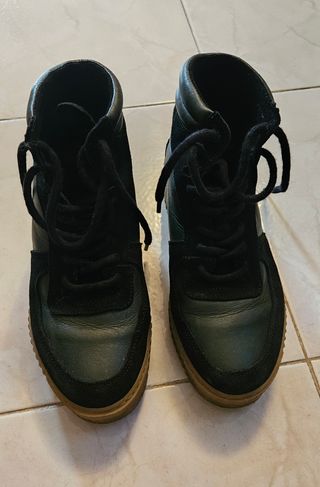 Scarponcini pelle neri/verdi