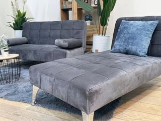 SOFA CAMA CHAISELONGUE - GRIS TERCIOPELO