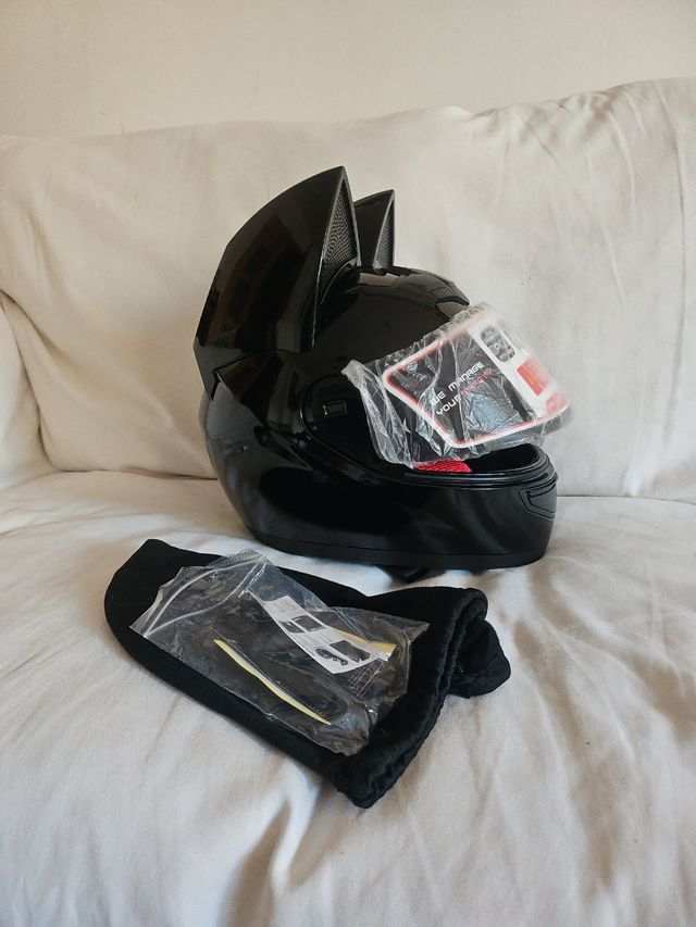 Casco Moto Negro Brillante