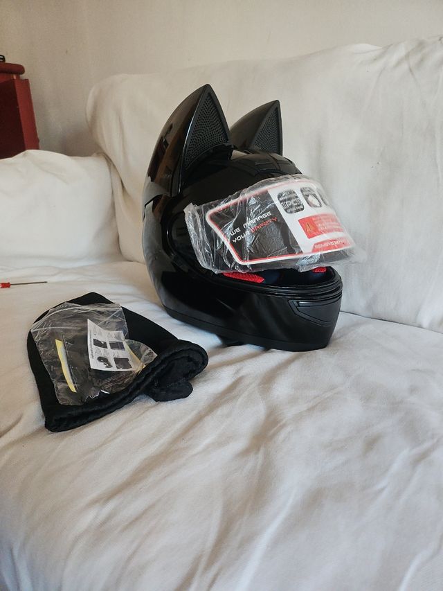 Casco Moto Negro Brillante