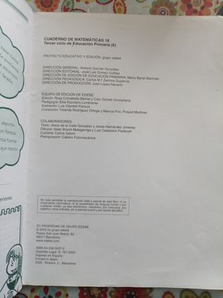 Cuaderno de matemáticas para Primaria.