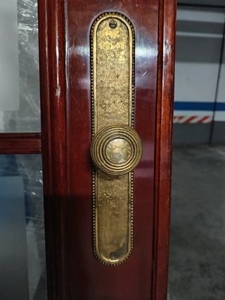 Puerta doble madera cristal biselado. 2,01x87,555