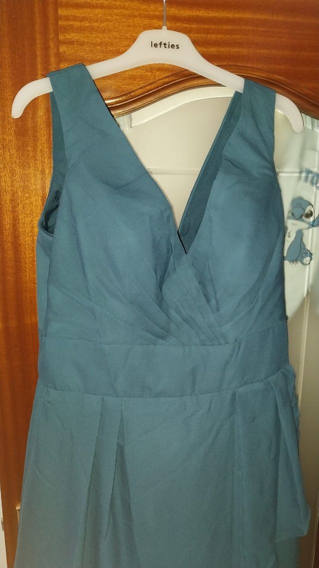 Vestido largo verde azulado