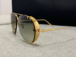 Linda Farrow Gafas de Sol Aviador de Oro de 18/22Q