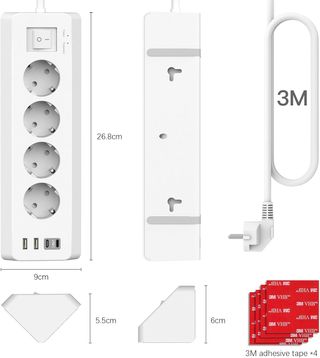 ✨ - SUDEERY Regleta de 4 enchufes con USB C, enchu
