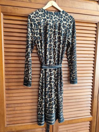 Vestido Midi Animal Print Punto Roma Talla M