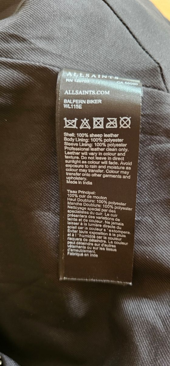 Chaqueta Biker Cuero AllSaints Negra