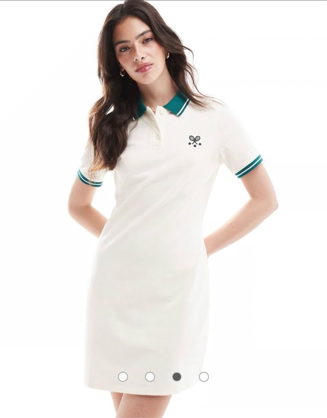 Vestido Polo Tenista Blanco con Detalles Verdes