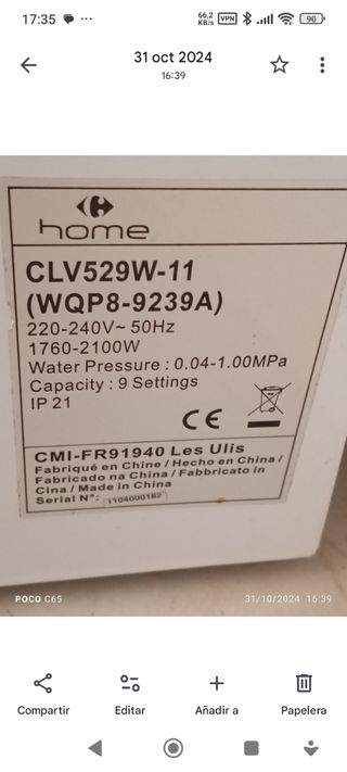 Bomba Lavavajillas Klarstein CLV529W-11