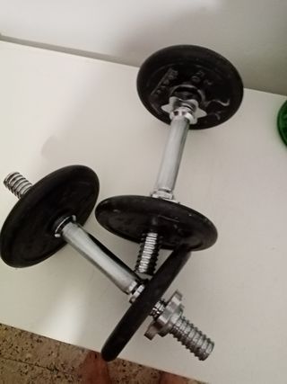 2 Barras mas Mancuernas 350mm 2kg con 8 discos