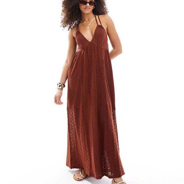 Vestido largo ASOS marrón