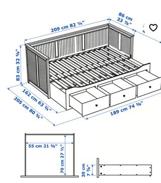 Cama Diván Blanca + colchones 0.80×2.10(1.60×2.10)