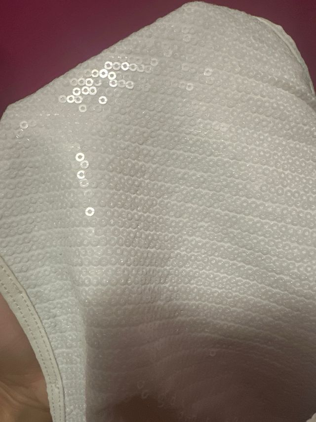 Body lentejuelas Zara blanco plateado