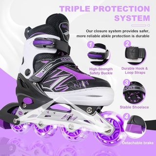 Patines en línea ajustables para niños color azul 