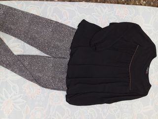 Conjunto Blusa y Pantalón Negro/Gris