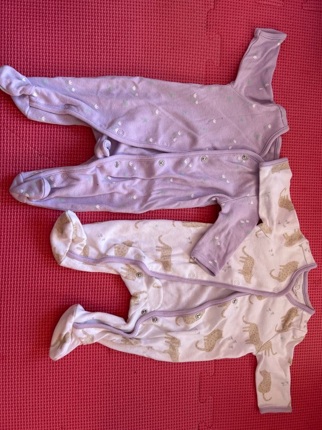 2 Pijamas Bebé Morado y Estampado Animal