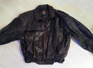 Cazadora Piel Negra Hombre Talla XL