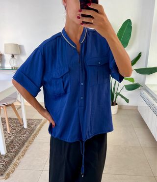 Camisa manga corta Punto Roma azul talla 48