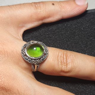 Anello vintage argento 925 con pietra verde