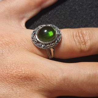 Anello vintage argento 925 con pietra verde