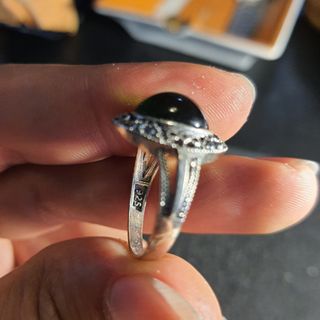 Anello vintage argento 925 con pietra verde