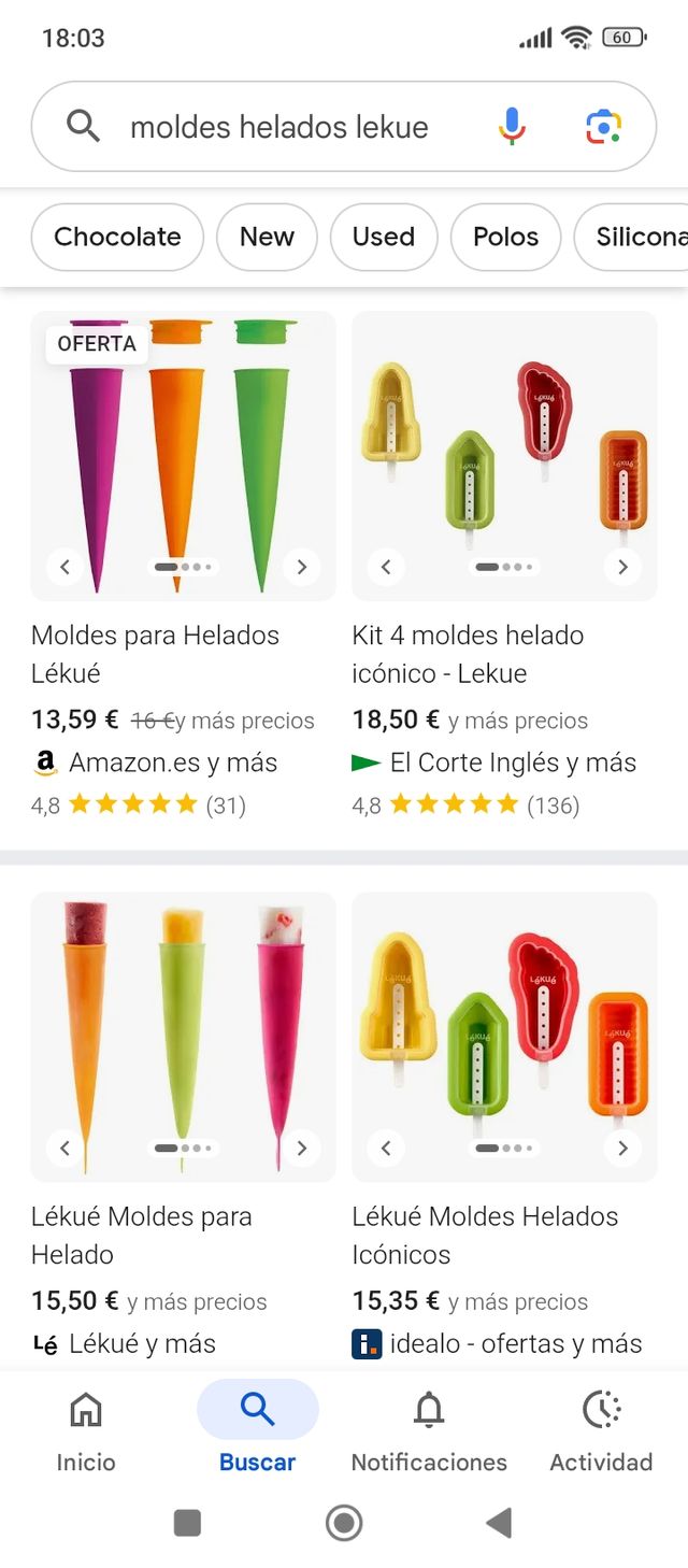 Moldes para helados Lekué (usados)