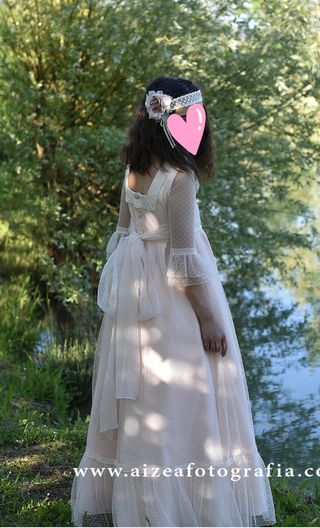 Vestido de comunión rosa y blanco