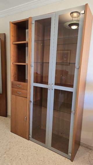 Mueble comedor cristal y cajones madera