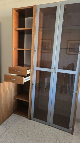 Mueble comedor cristal y cajones madera