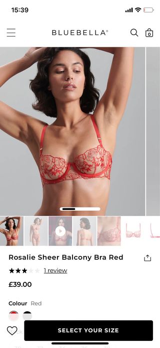 Sujetador Bluebella Rojo 80A Encaje Flores.