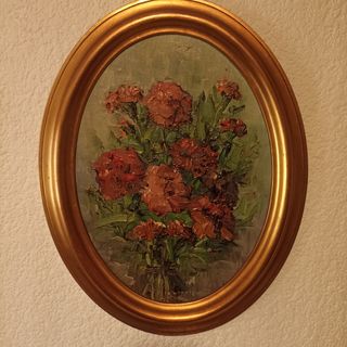 Cuadro al oleo "flores" Rosita Pastor.