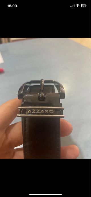 Cinturón Azzaro Hombre Negro y Plateado