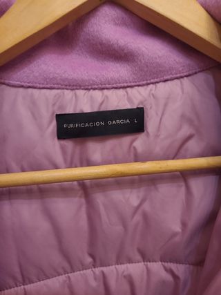 Chaqueta paño y acolchado rosa/lila