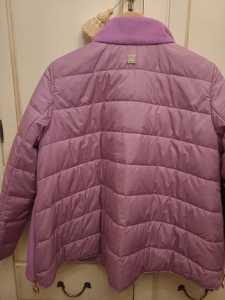 Chaqueta paño y acolchado rosa/lila