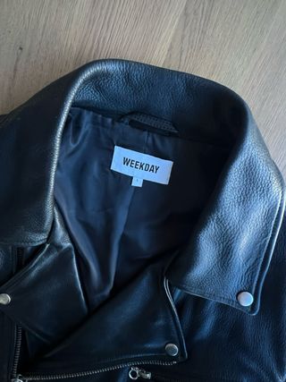 Chaqueta Biker Cuero Weekday Negra, hombre 