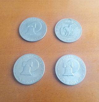 Bonitas 4 monedas de 1  Dólar USA Liberty Bell! 