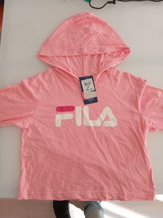 Sudadera Fila con capucha rosa talla M