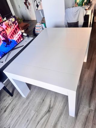 Mesa convertible blanca lacada