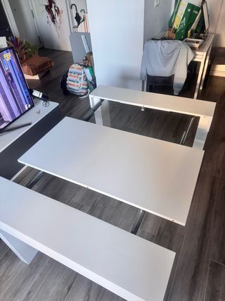 Mesa convertible blanca lacada