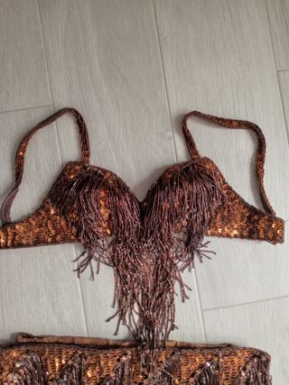 Traje danza vientre marrón y dorado