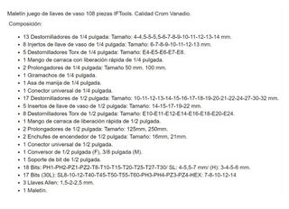MALETIN 108 PIEZAS HERRAMIENTAS NUEVO _